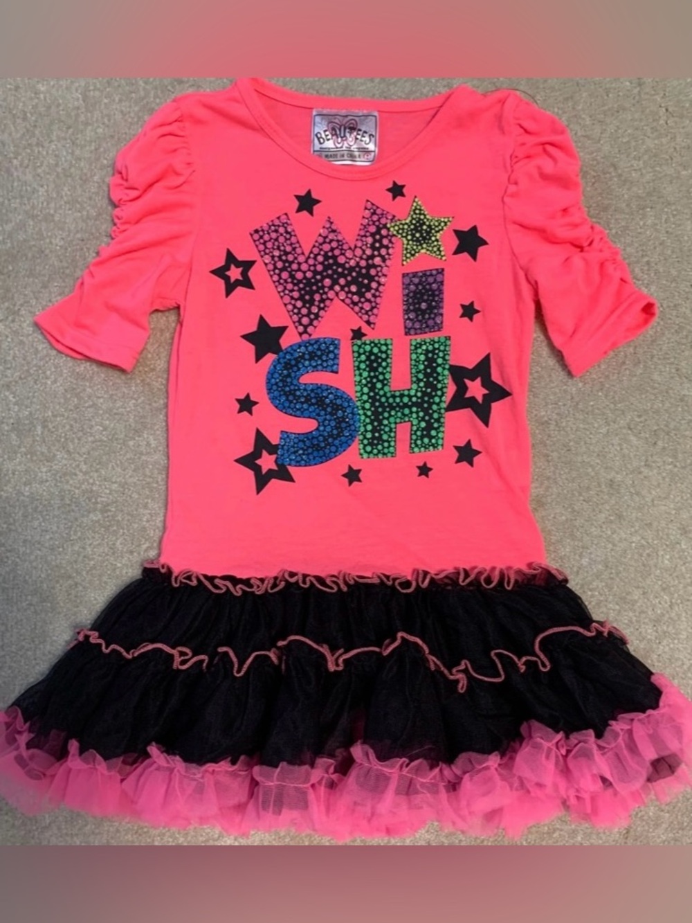 Beautees girls size 5 neon pink tutu dress
